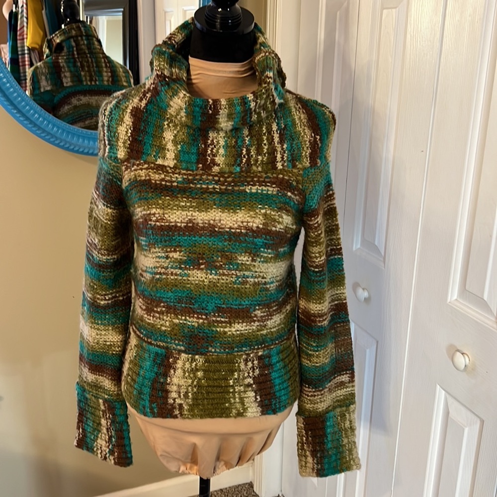 Vintage 90s Diesel Cowl Neck Knit Green Sweater Top - Picture 4 of 9